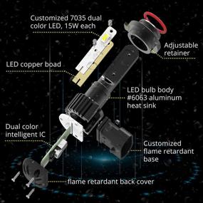 img 1 attached to 🔆 Enhanced Alla Lighting H8 H11 LED Switchback Fog Lights/DRL Bulbs - Xenon White & Amber Yellow (6000K/3000K) Dual Color Conversion Upgrade, H16, Xtreme Brightness 5200 Lumens Replacement