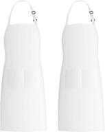 spill-resistant xornis bib aprons set for chefs and home cooks – 2 pack with 2 convenient pockets, in classic white logo