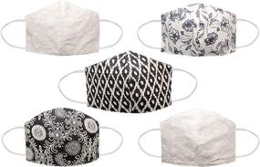 img 3 attached to Breathable Printed Cotton Cloth Mask Pack of 5 - Reusable Face Mask
