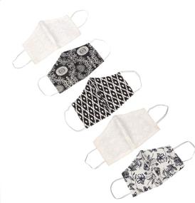 img 4 attached to Breathable Printed Cotton Cloth Mask Pack of 5 - Reusable Face Mask
