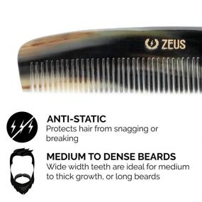 img 2 attached to 🔥 Ultimate Grooming: ZEUS Wide Tooth Natural Horn Beard Comb with Leather Case – Saw-Cut, Anti-Static, Tames and Smoothly Glides for Long or Thick Beards