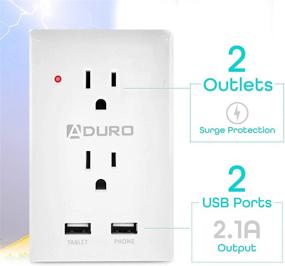 img 2 attached to Aduro Surge Protector Power Strip Station with 2 Outlets, 🔌 2.1A USB Ports, and ETL Listing - Multiple Outlet Splitter Extender Adapter
