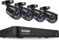 📷 zosi h.265+1080p home security camera system, 8 channel 5mp-lite cctv dvr with 4 x 1920tvl weatherproof surveillance bullet camera outdoor/indoor, 80ft night vision, remote access, motion alerts logo
