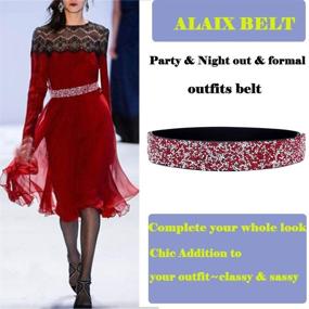 img 2 attached to 🌟 ALAIX Women's Accessories and Belts - Sparkling Rhinestone Detail, Stretchable, Black