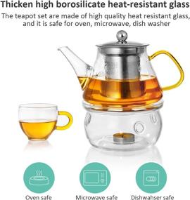 img 3 attached to 🍵 Stainless Steel Glass Teapot Set: Microwave Safe and Convenient