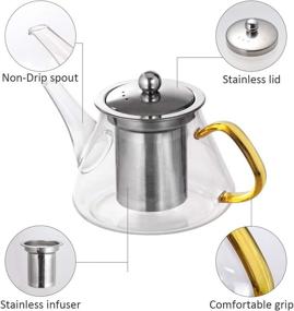 img 1 attached to 🍵 Stainless Steel Glass Teapot Set: Microwave Safe and Convenient