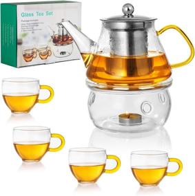 img 4 attached to 🍵 Stainless Steel Glass Teapot Set: Microwave Safe and Convenient