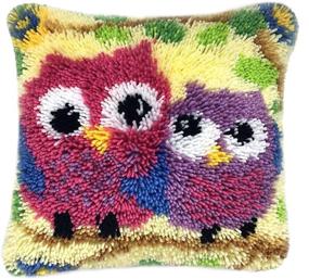 img 4 attached to 🎁 Gift2U Latch Hook Kit: Create Your Own Bird DIY Throw Pillow Cover & Cushion with Animal Pattern Paint Embroidery - 16X16 inch Latch Hook Rug Kit