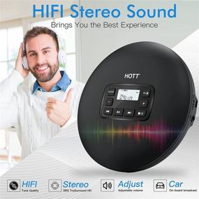 img 2 attached to 🎧 HOTT CD204 Portable CD Player - Personal Compact Music Walkman with Headphones, Anti-Skip/Shockproof for Home, Travel, and Car - Small CD Player with LCD Display for Adults, Students, and Kids - Black