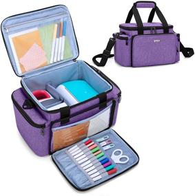 img 4 attached to 👜 CURMIO Carrying Case for Cricut Joy & Easy Press Mini - Purple Tote Bag with Divider - Ideal Storage for Machine & Craft Tools