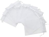 👝 hengu 4x6" white organza jewelry bags - elegant drawstring pouches for wedding party gifts (100 pack) logo