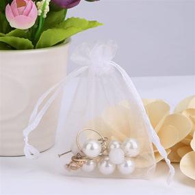 img 2 attached to 👝 Hengu 4x6" White Organza Jewelry Bags - Elegant Drawstring Pouches for Wedding Party Gifts (100 Pack)