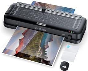 img 4 attached to 📚 Sinopuren 9-Inch Thermal Laminator - Personal 3-in-1 Desktop Laminating Machine with Built-in Paper Trimmer, Punch, and Corner Rounder | Includes 10 Pouch Sheets for Home, Office, and School Use - Black