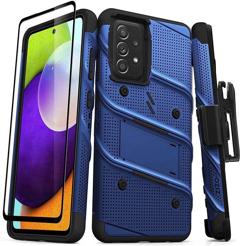 ZIZO Bolt Series For Galaxy A52 5G Case With Screen Protector Kickstand Holster Lanyard - Blue &amp;Amp logo