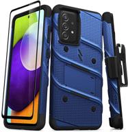 📱 zizo bolt series galaxy a52 5g case: blue & black - screen protector, kickstand, holster, lanyard logo