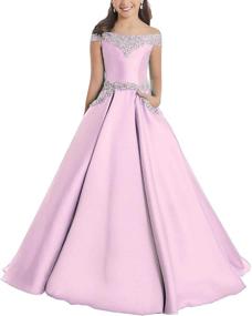 img 4 attached to 👑 Junguan Shoulder Princess Birthday Burgundy Girls' Clothing: Royal Style for Special Occasions