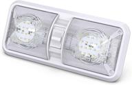 🚐 rv led ceiling double dome light fixture: on/off switch, interior lighting for car/rv/trailer/camper/boat - dc 12v natural white 4000-4500k 48x2835smd (1) logo