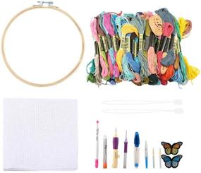 img 4 attached to Garosa Hand Embroidery Kit - 50 Color Threads, 🧵 Punch Needle Set, Patterns & Tools for Beginners in Embroidery Crafts