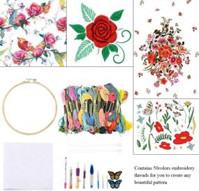 img 1 attached to Garosa Hand Embroidery Kit - 50 Color Threads, 🧵 Punch Needle Set, Patterns & Tools for Beginners in Embroidery Crafts