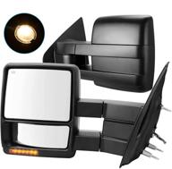 🚗 autosaver88 towing mirrors for 2007-2014 ford f150 truck, trailer tow mirrors with power electric control, heated glass, turn signal, puddle lamp, manual telescoping & folding side mirror logo