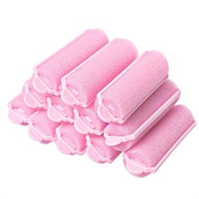 img 4 attached to 💕 Get Bouncy Curls with Pengxiaomei 12 Pcs Foam Sponge Hair Rollers - 2.4 Inch Pink Hair Curlers