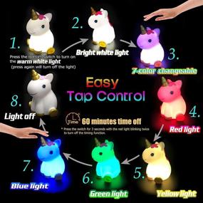 img 3 attached to Enhance Bedtime with a Rechargeable Unicorn Night Light for Kids - Timer, Colorful Tap Lights, and Portable Design - Perfect for Boys and Girls Bedroom!