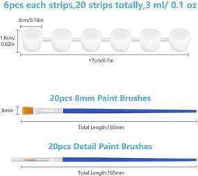 img 3 attached to 🖌️ 20 прозрачных контейнеров с крышками и набор из 40 кисточек для живописи - пустые горшки для краски для рисования и ремесел, классов, школ, художественных фестивалей (3 мл/0,1 унции)