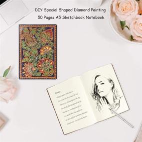 img 1 attached to 🍃 Leaf-themed 5D DIY Diamond Painting Notebook Diary Book - Special Shaped Rhinestone Mosaic, A5 Size, 50 Pages - Perfect Gift for Art and Drawing Enthusiasts