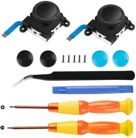 img 4 attached to 🎮 Enhance Your Joycon Controller with Switch Joystick Replacement Kit: 2 Analog Thumb Sticks, Repair Tools, and Thumbstick Caps!