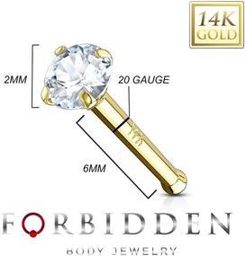 img 2 attached to 💎 Forbidden Body Jewelry 14k Gold Nose Rings: Skin Safe, Non-Irritating Studs with CZ Simulated Diamond - Ideal for Women and Men