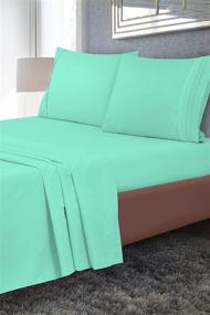 img 3 attached to Royale Linens 3 Piece Twin Bed Sheet Set - Soft Brushed Microfiber 1800 Bedding - Wrinkle & Fade Resistant - Mint Twin Size Luxury Sheet Set