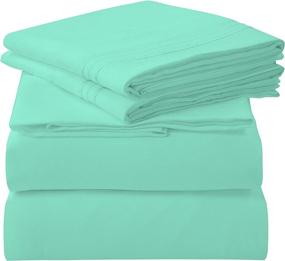 img 4 attached to Royale Linens 3 Piece Twin Bed Sheet Set - Soft Brushed Microfiber 1800 Bedding - Wrinkle & Fade Resistant - Mint Twin Size Luxury Sheet Set