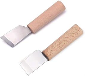 img 4 attached to 🔪 WUTA Leather Cutting Knife Set, 2Pcs Sharp and Ergonomic Knives with Wooden Handle for DIY Trimming, Edge Skiving, and Leather Crafting
