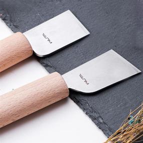 img 3 attached to 🔪 WUTA Leather Cutting Knife Set, 2Pcs Sharp and Ergonomic Knives with Wooden Handle for DIY Trimming, Edge Skiving, and Leather Crafting