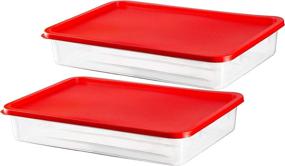 img 2 attached to 🥓 Zilpoo Plastic Bacon Keeper and Deli Meat Saver - 2 Pack Cold Cuts Cheese Food Storage Containers with Lids for Refrigerator, Shallow Low Profile Christmas Cookie Holder - 84 oz.