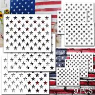 versatile 9 pcs american flag stars stencil template: perfect for painting 50 stars on wood, paper, fabric, airbrush, walls art - ideal for flag day & independence day logo