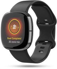 img 4 attached to 📱 Водонепроницаемые запасные браслеты для Fitbit Versa 3 и Sense: мягкий регулируемый спортивный ремешок EUCARLOS в черном цвете - идеальные аксессуары для женщин и мужчин на руку"S