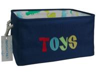 🔵 langyashan rectangular storage bin: collapsible canvas fabric cartoon basket for organizing toys in home, kitchen, office, closet - navy blue logo