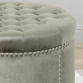 img 2 attached to 💎 Christopher Knight Home Carlos Glam Velvet Tufted Ottoman, Grey - Luxurious and Stylish Addition to Your Home Decor