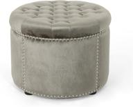 💎 christopher knight home carlos glam velvet tufted ottoman, grey - luxurious and stylish addition to your home decor logo