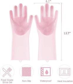 img 2 attached to 🧤 Silicone Dishwashing Gloves with Rubber Scrubbing Power, Sponge Scrubbers for Dishes and Cleaning