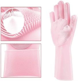 img 3 attached to 🧤 Silicone Dishwashing Gloves with Rubber Scrubbing Power, Sponge Scrubbers for Dishes and Cleaning