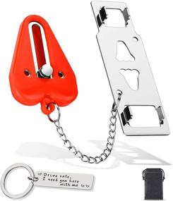 img 4 attached to Enhance Your Safety: Travel-ready Portable Door Lock for Apartment/Home Security – With Drawstring Bag & Drive Save I Need You Here with Me Keychain – Perfect Gift for Women and Men