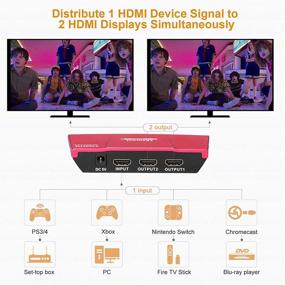 img 3 attached to 📺 TESmart Ультра HD 2-портовый HDMI-разветвитель - 4K 60 Гц, HDCP 2.2, HDR 10, 18 Гбит/с, 1080P Full 3D, видео-аудио дистрибьютор для Xbox/PS4/HDTV/Blu-Ray/DVD - 1 вход / 2 выхода