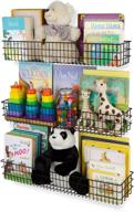 📚 kansas wall-mounted black bookshelf for kids' room decor with 3 metal wire storage baskets in varying sizes by wall35 logo