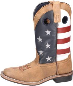 img 4 attached to Kids' Smoky Mountain Boots - Stars & Stripes Series - Western Boot with Square Toe, Leather Upper, Rubber Sole, Block Heel, and Tricot Lining