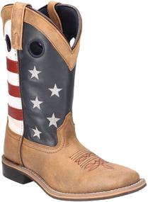 img 3 attached to Kids' Smoky Mountain Boots - Stars & Stripes Series - Western Boot with Square Toe, Leather Upper, Rubber Sole, Block Heel, and Tricot Lining