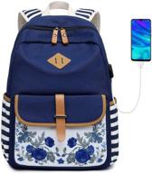 women's casual laptop bookbag – goldwheat canvas backpack with usb charging port for teens, girls, and more logo