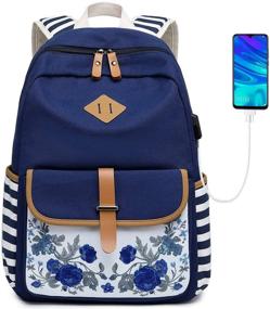 img 4 attached to Women's Casual Laptop Bookbag – Goldwheat Canvas Backpack with USB Charging Port for Teens, Girls, and More