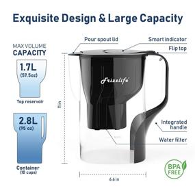 img 2 attached to 🚱 Frizzlife Water Filter Pitcher: Enhanced 10-Cup Purifier for Lasting Effectiveness, Filter Life Remind, Adjustable Filtration Speed, Reduces Chlorine, Heavy Metals & Fluoride, Eliminates Bad Taste & Odor, Dark Shade